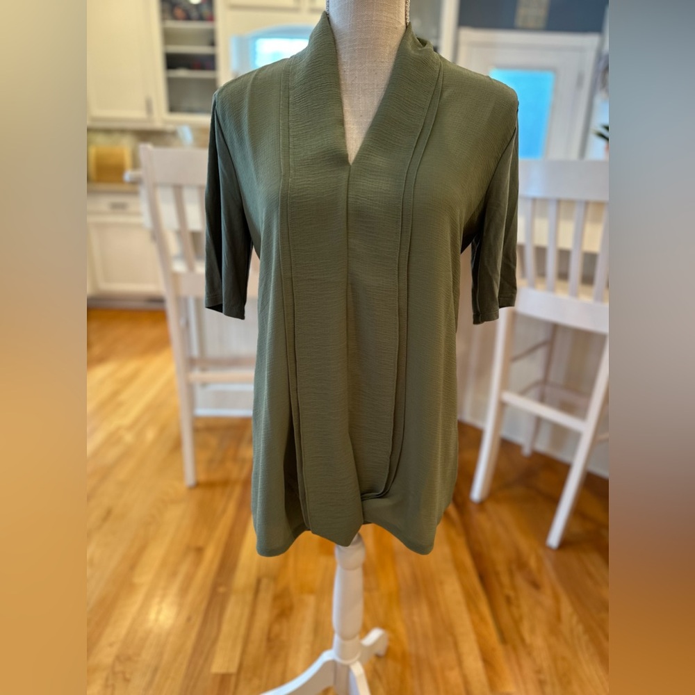 H by Halston olive green v-neck blouse